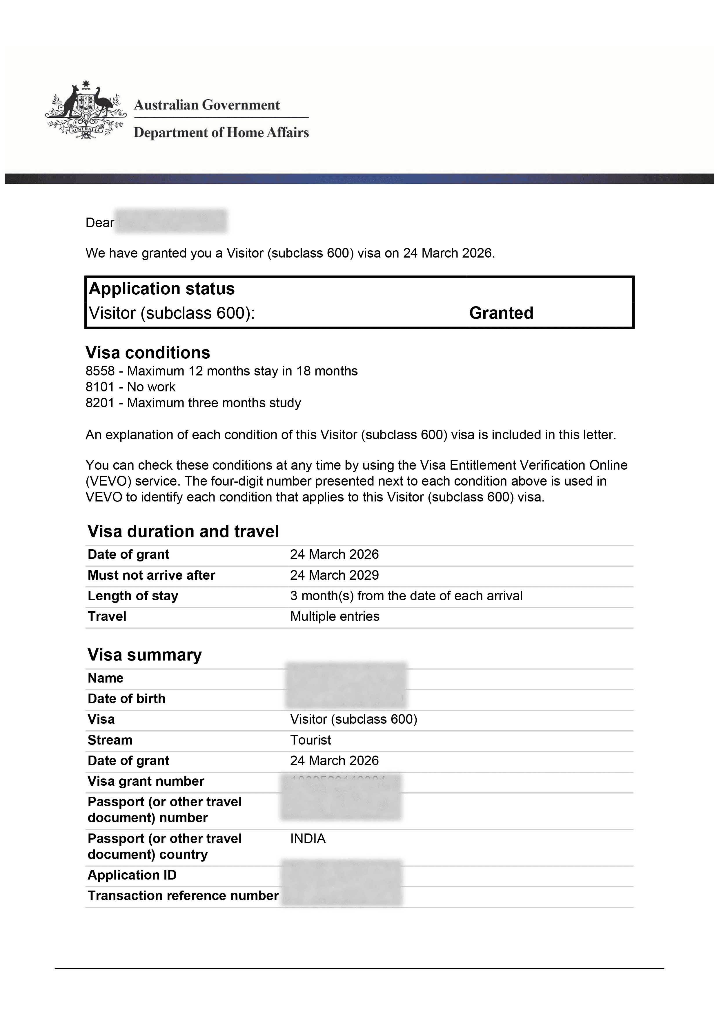 Visa Approval