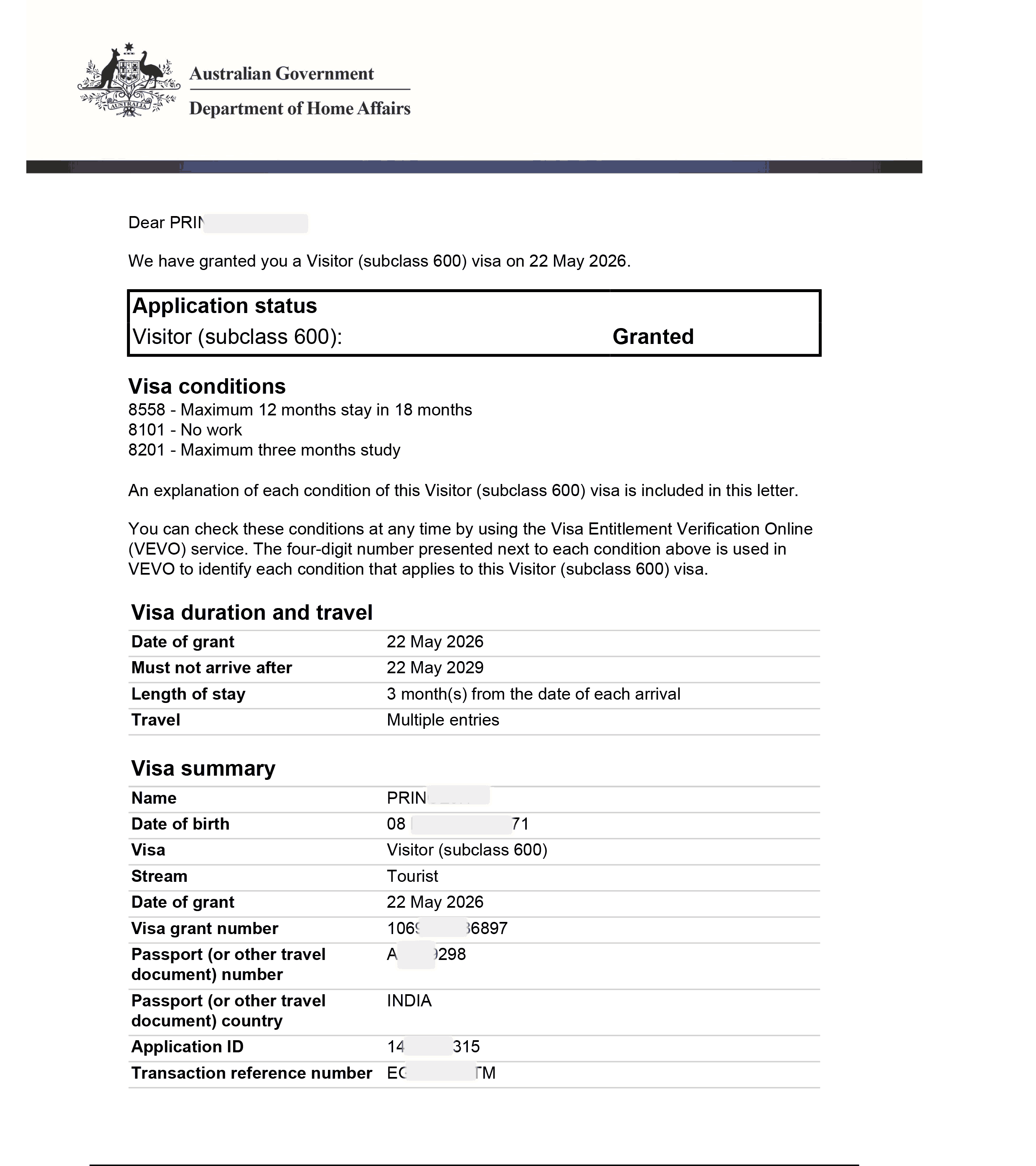 Visa Approval